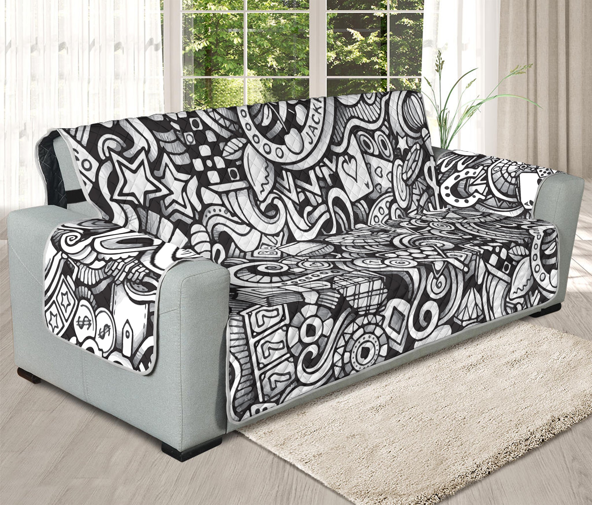 Cartoon Casino Card Pattern Print Oversized Sofa Protector