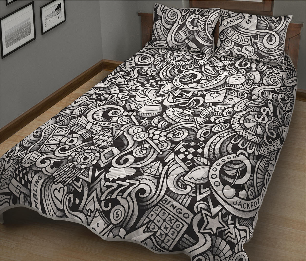 Cartoon Casino Card Pattern Print Quilt Bed Set