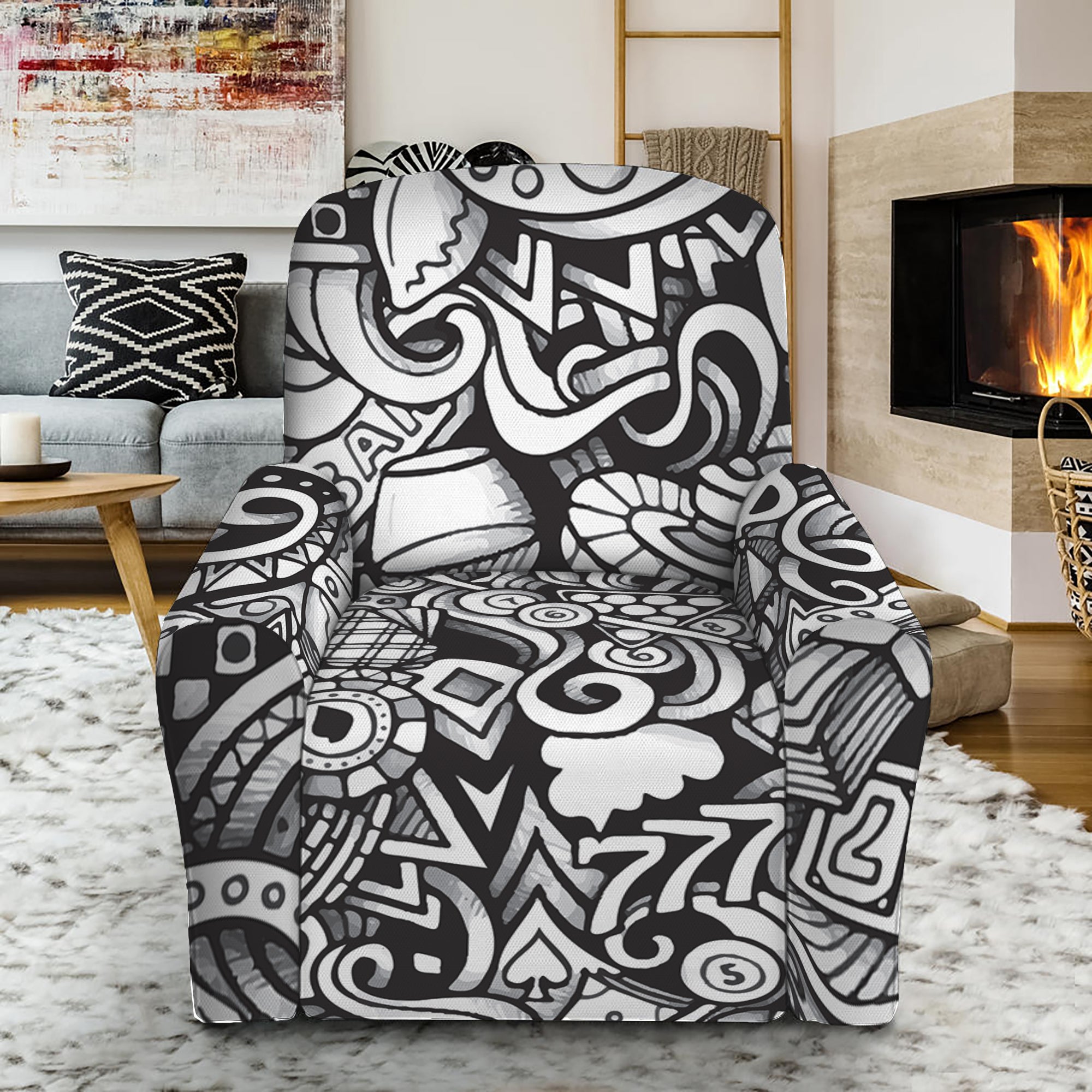 Cartoon Casino Card Pattern Print Recliner Slipcover