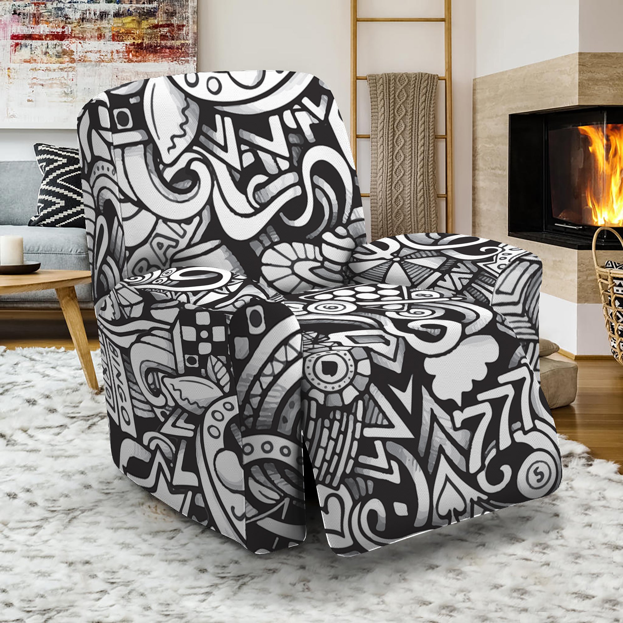 Cartoon Casino Card Pattern Print Recliner Slipcover