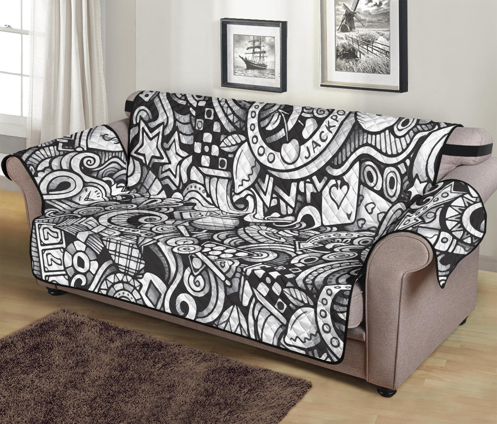 Cartoon Casino Card Pattern Print Sofa Protector