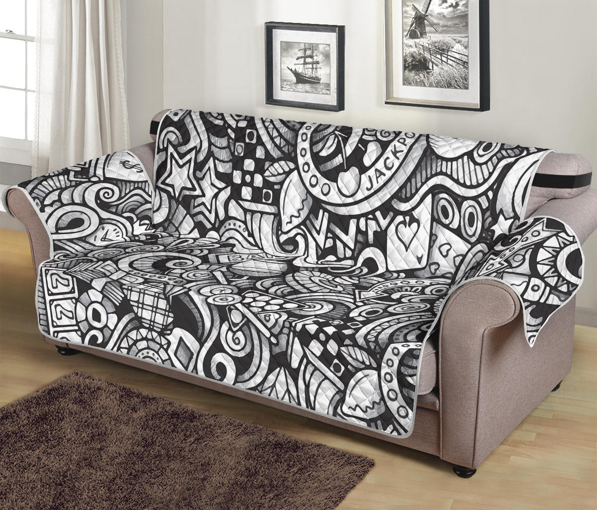 Cartoon Casino Card Pattern Print Sofa Protector