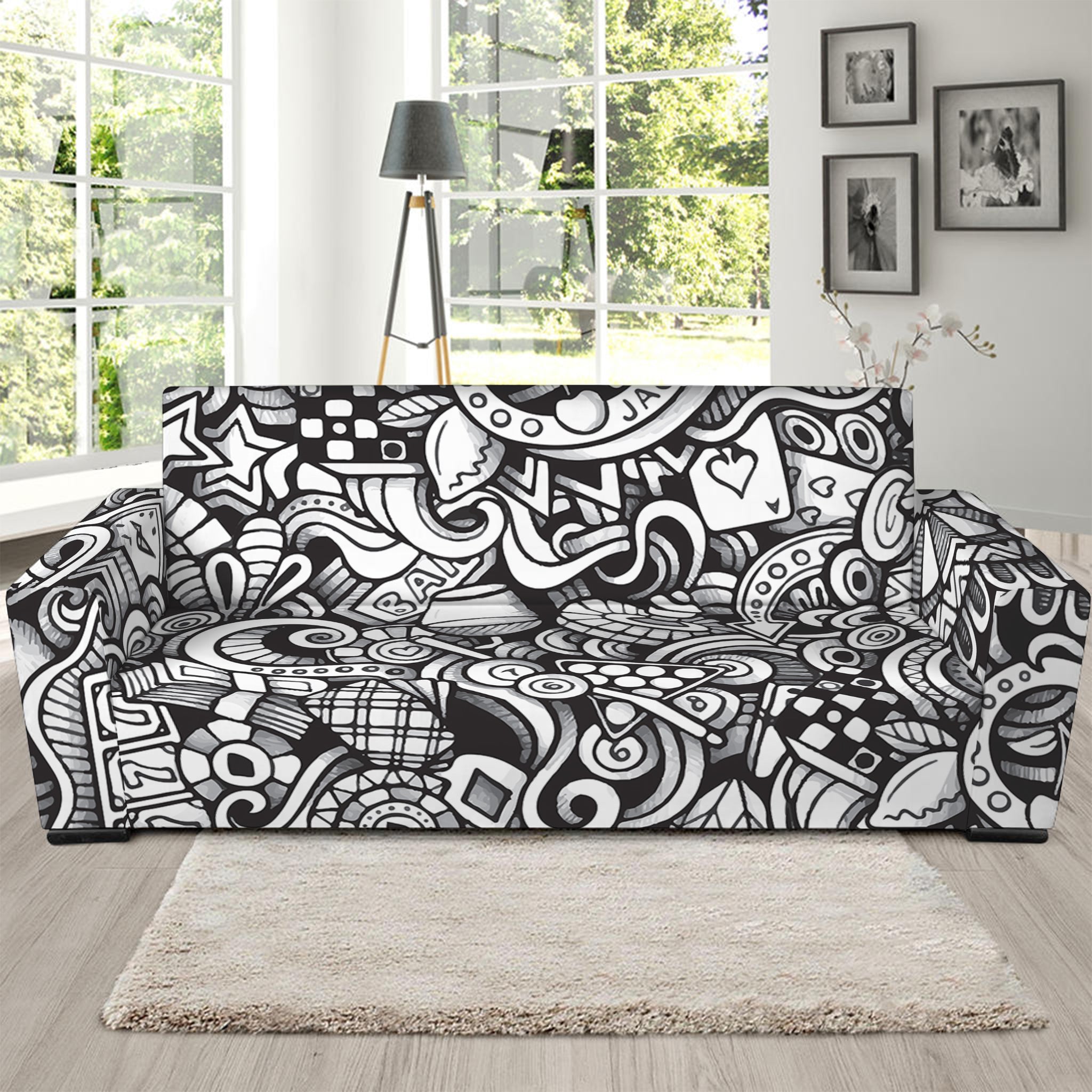 Cartoon Casino Card Pattern Print Sofa Slipcover