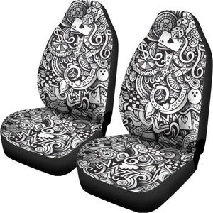 Cartoon Casino Card Pattern Print Universal Fit Car Seat Covers