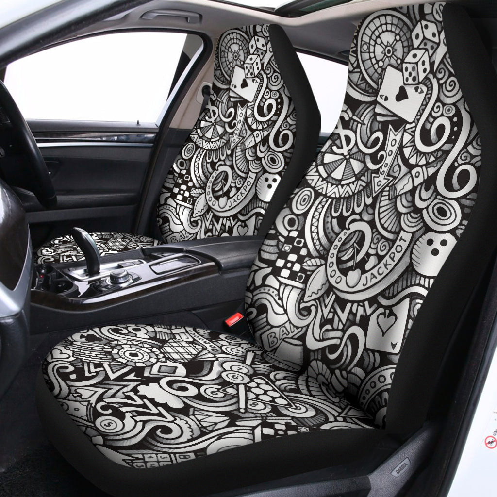 Cartoon Casino Card Pattern Print Universal Fit Car Seat Covers