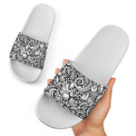 Cartoon Casino Card Pattern Print White Slide Sandals