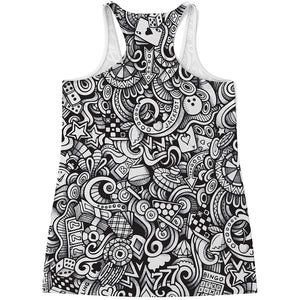 Cartoon Casino Card Pattern Print Women's Racerback Tank Top