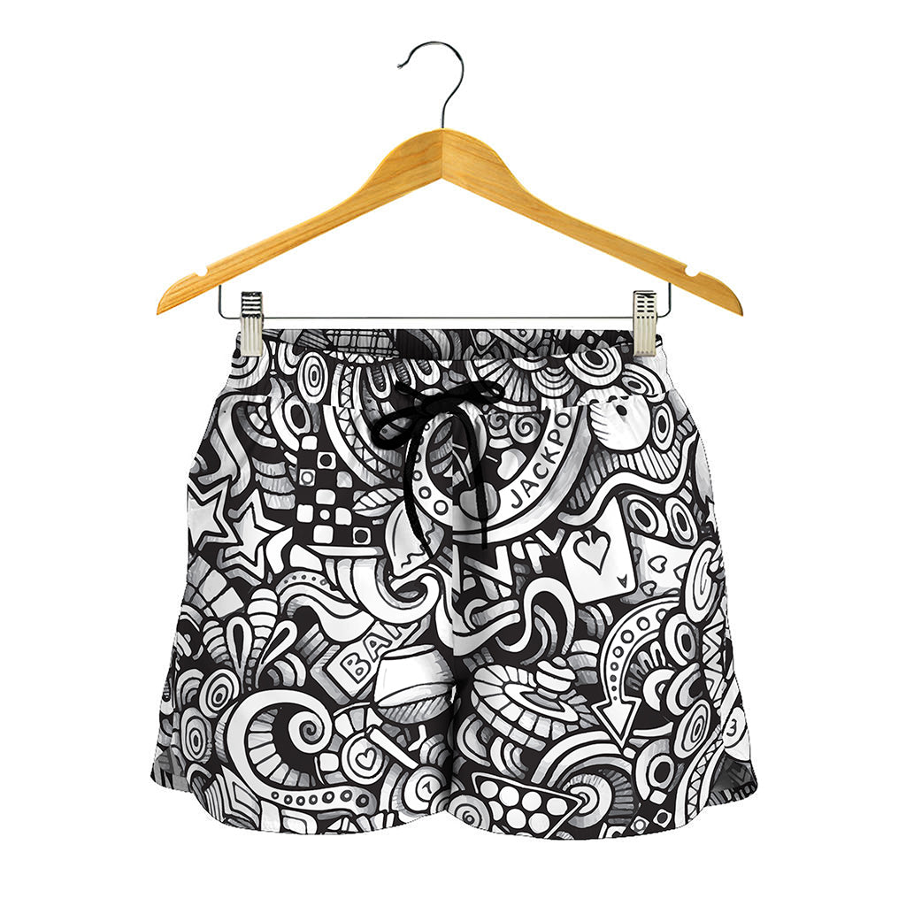 Cartoon Casino Card Pattern Print Women's Shorts