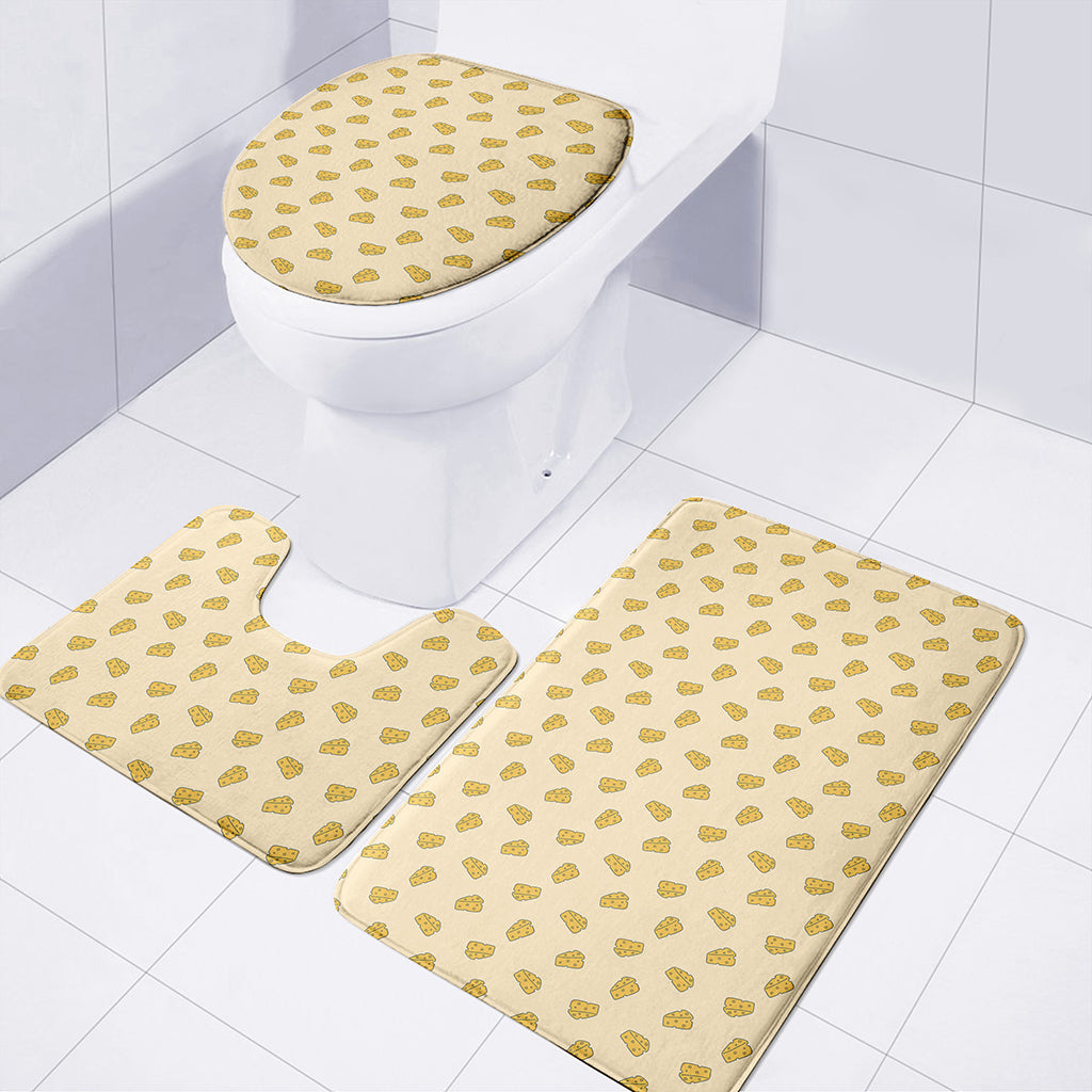 Cartoon Cheese Pattern Print 3 Piece Bath Mat Set