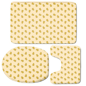 Cartoon Cheese Pattern Print 3 Piece Bath Mat Set