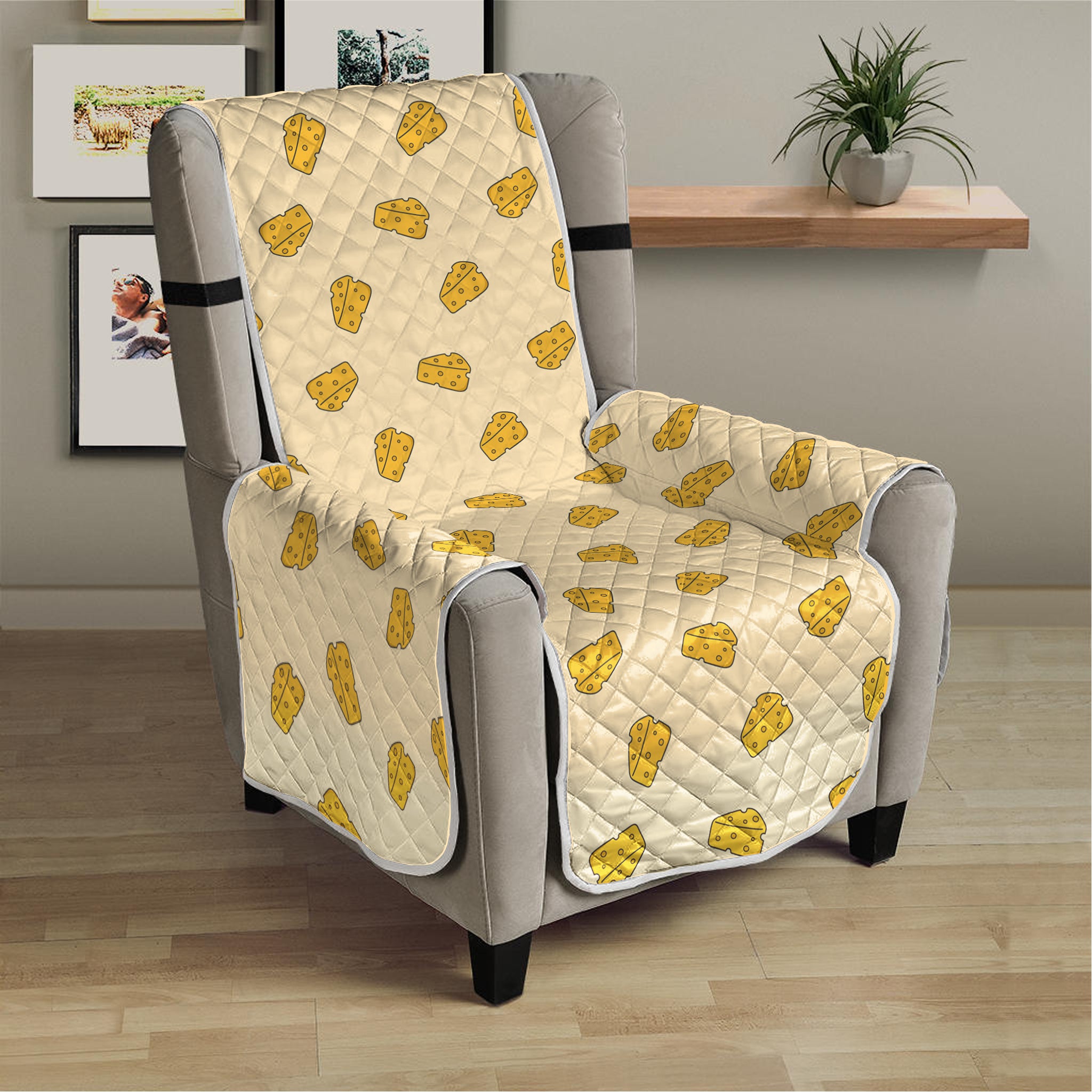 Cartoon Cheese Pattern Print Armchair Protector