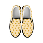 Cartoon Cheese Pattern Print Black Slip On Shoes