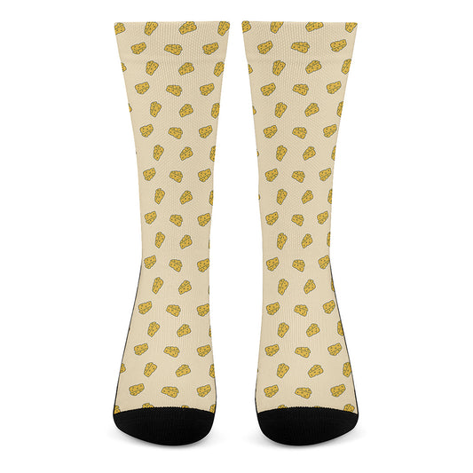 Cartoon Cheese Pattern Print Crew Socks