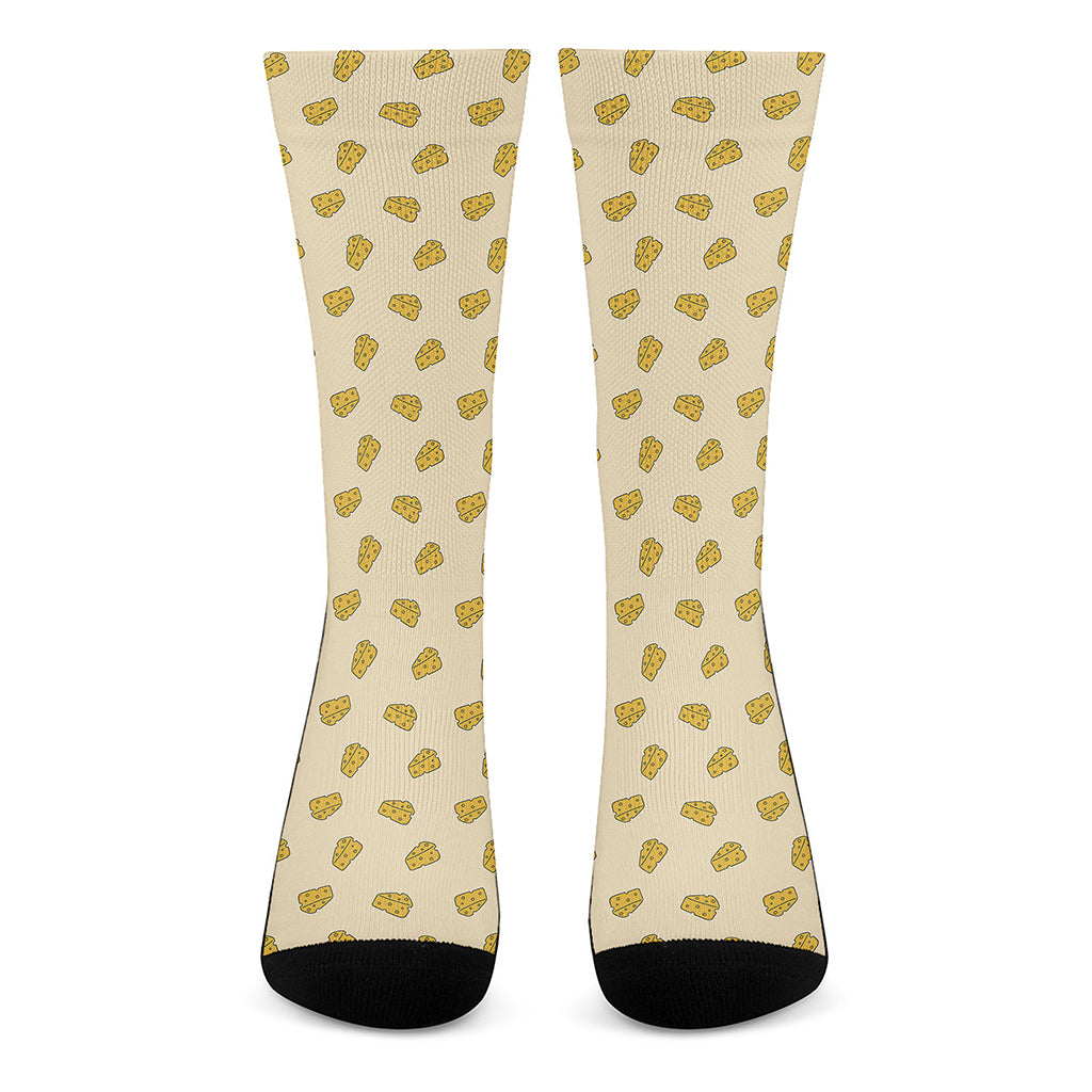 Cartoon Cheese Pattern Print Crew Socks