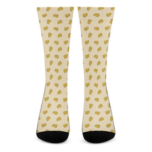 Cartoon Cheese Pattern Print Crew Socks