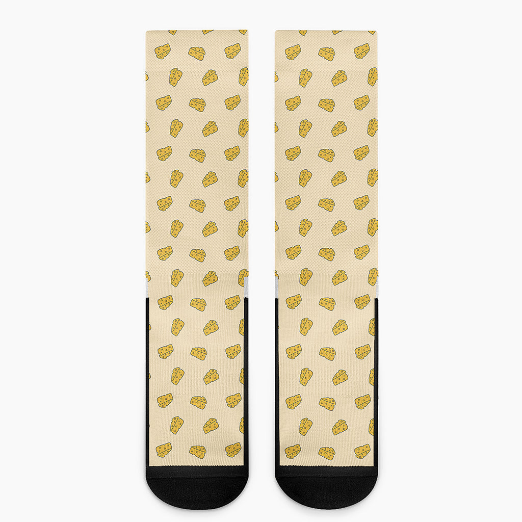 Cartoon Cheese Pattern Print Crew Socks