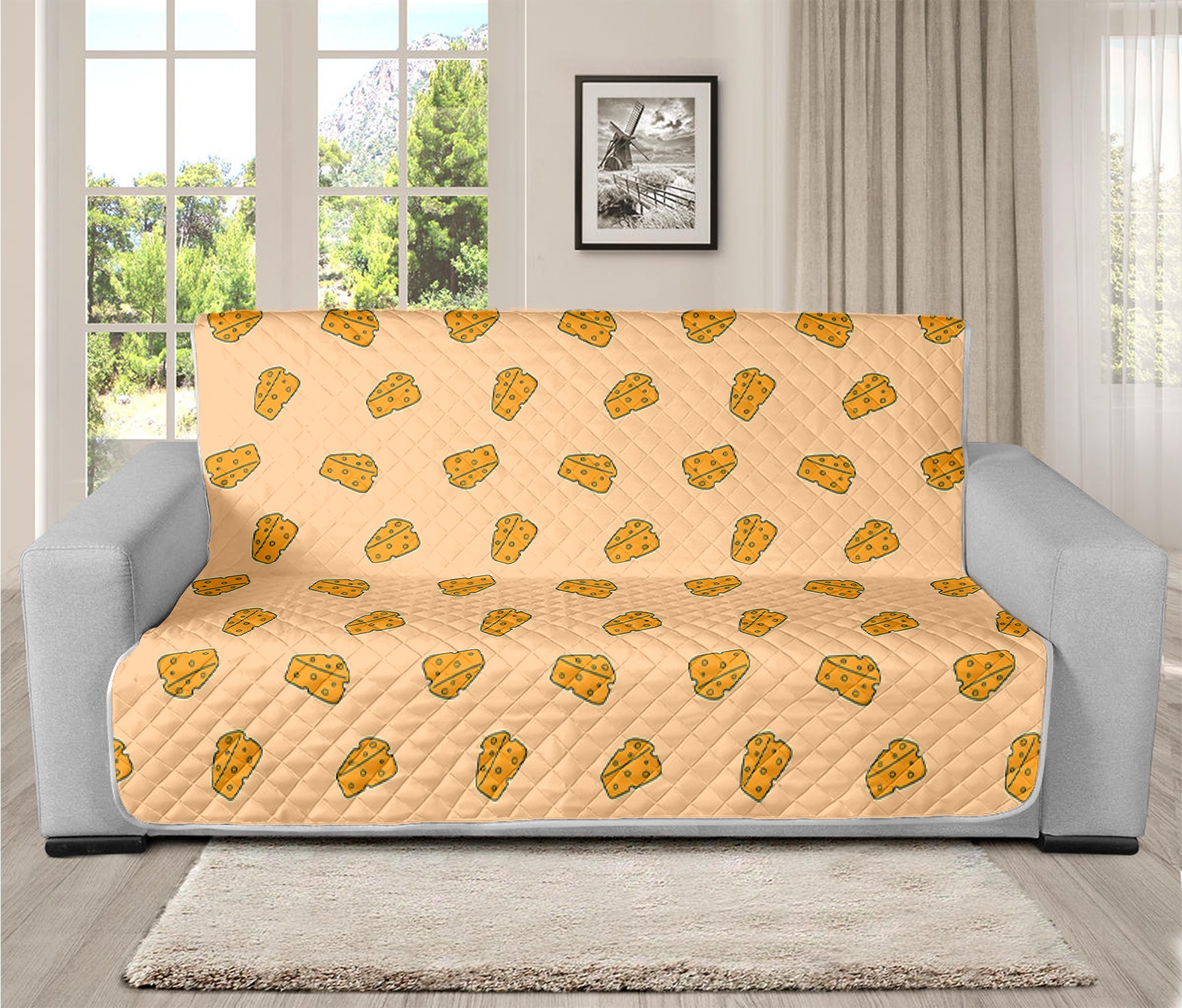 Cartoon Cheese Pattern Print Futon Protector