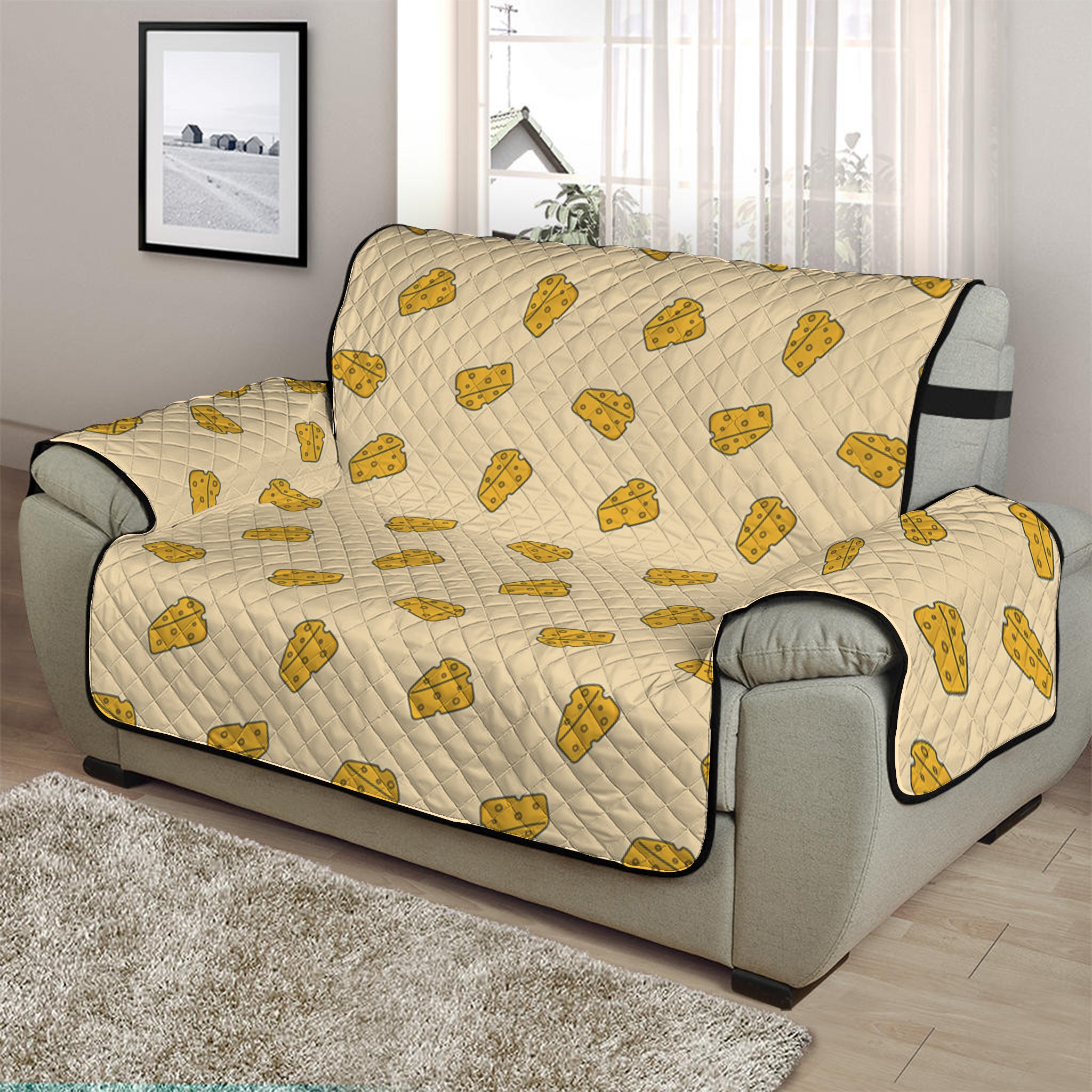 Cartoon Cheese Pattern Print Half Sofa Protector