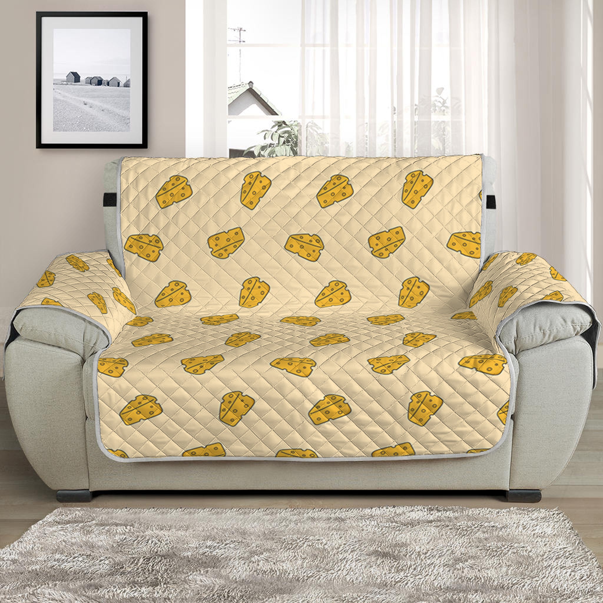 Cartoon Cheese Pattern Print Half Sofa Protector