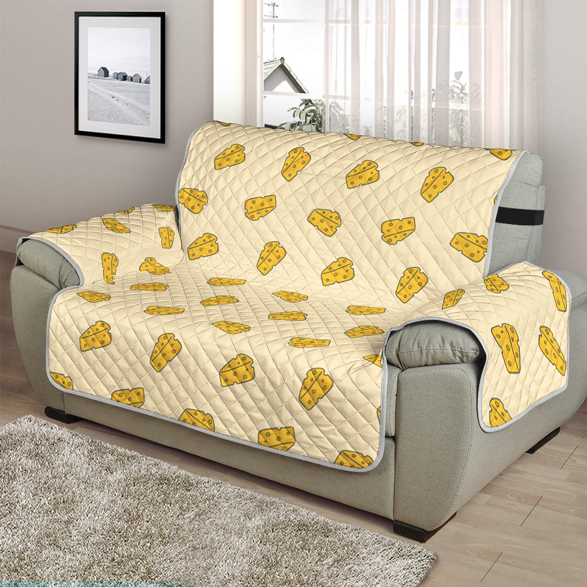 Cartoon Cheese Pattern Print Half Sofa Protector