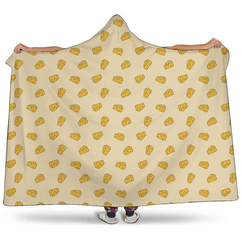 Cartoon Cheese Pattern Print Hooded Blanket