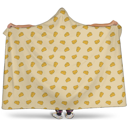 Cartoon Cheese Pattern Print Hooded Blanket