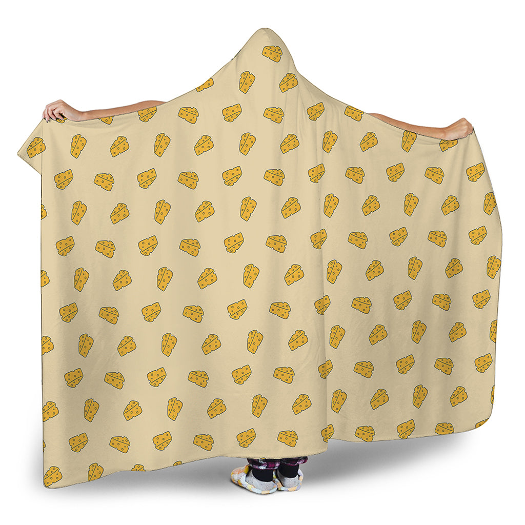 Cartoon Cheese Pattern Print Hooded Blanket