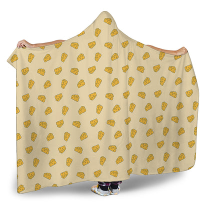 Cartoon Cheese Pattern Print Hooded Blanket