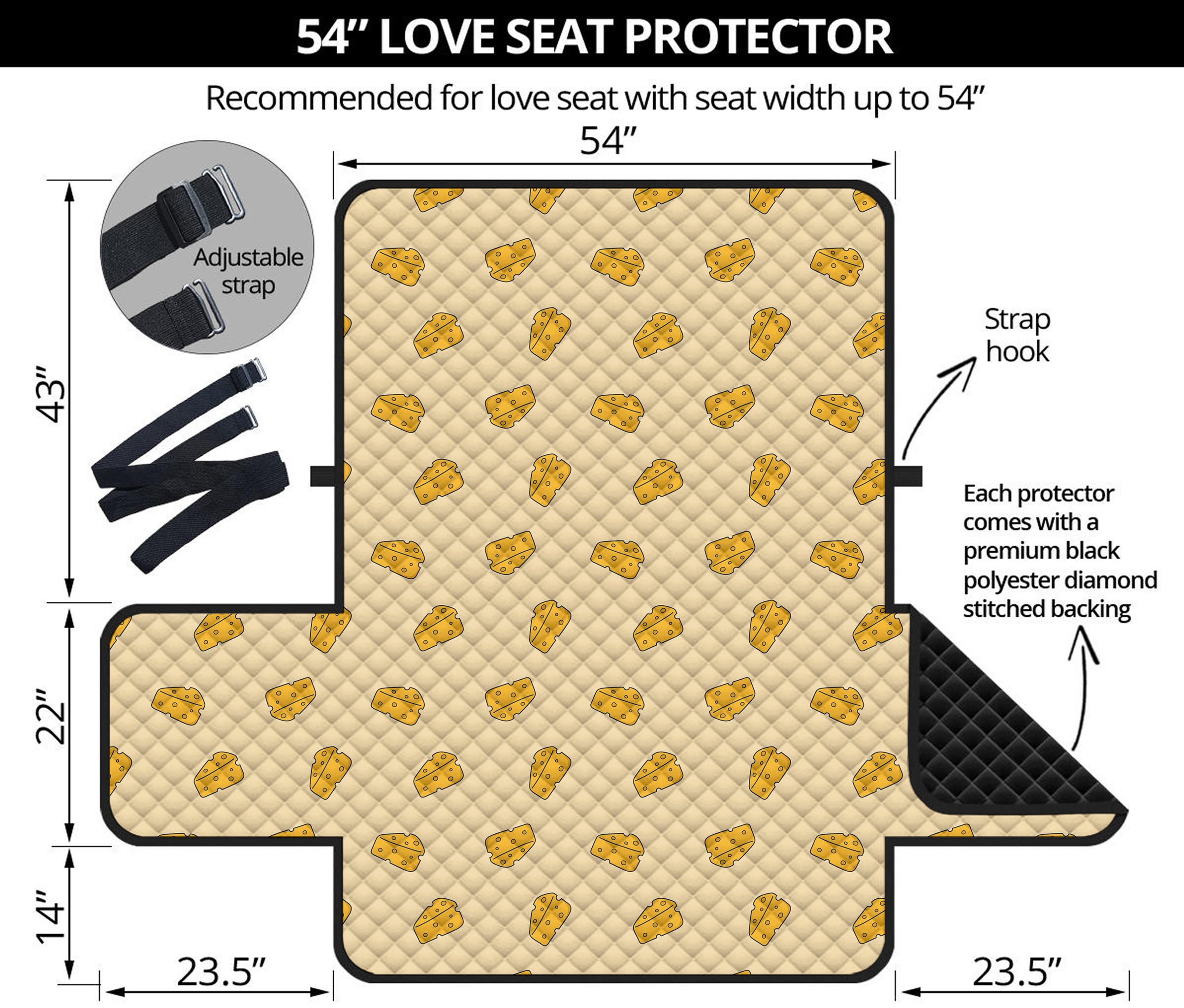 Cartoon Cheese Pattern Print Loveseat Protector