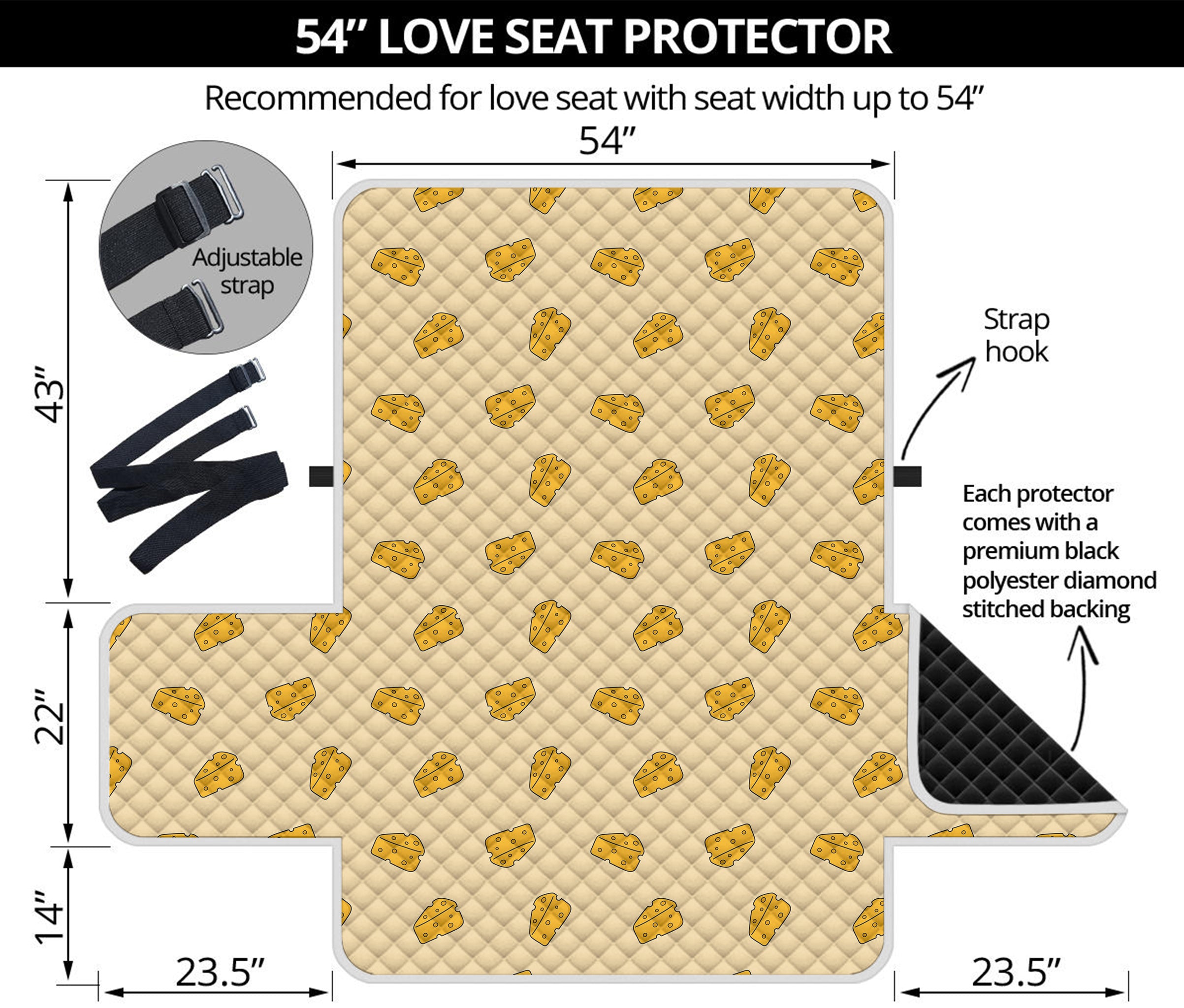 Cartoon Cheese Pattern Print Loveseat Protector