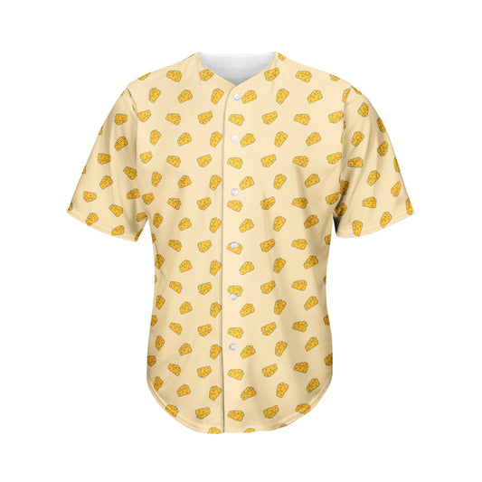 Cartoon Cheese Pattern Print Men's Baseball Jersey