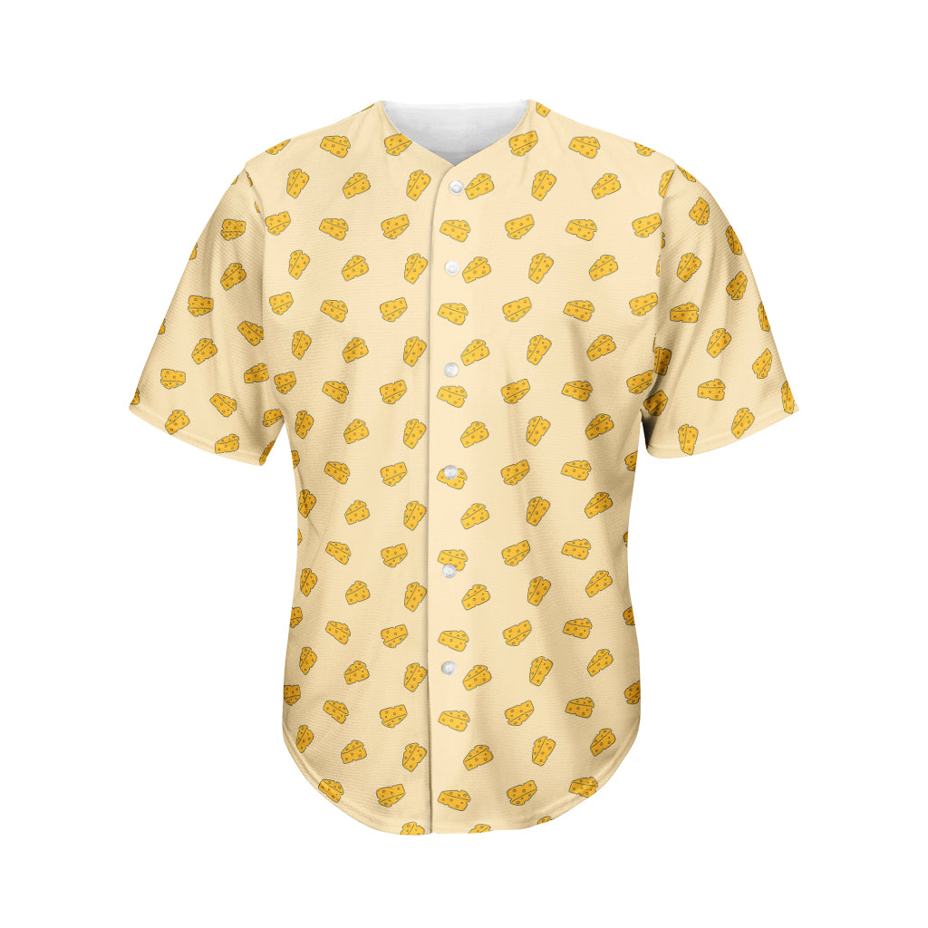 Cartoon Cheese Pattern Print Men's Baseball Jersey