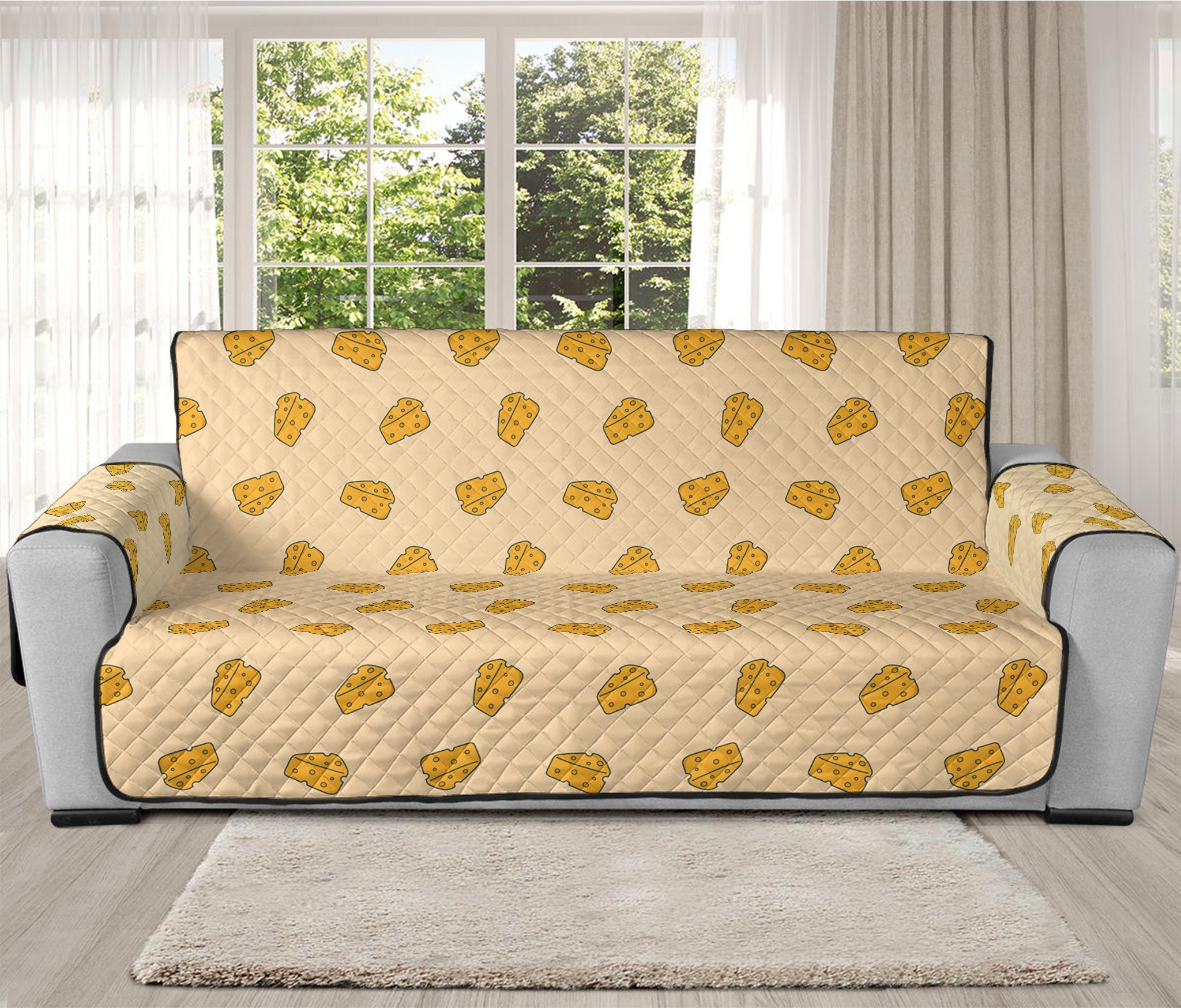 Cartoon Cheese Pattern Print Oversized Sofa Protector