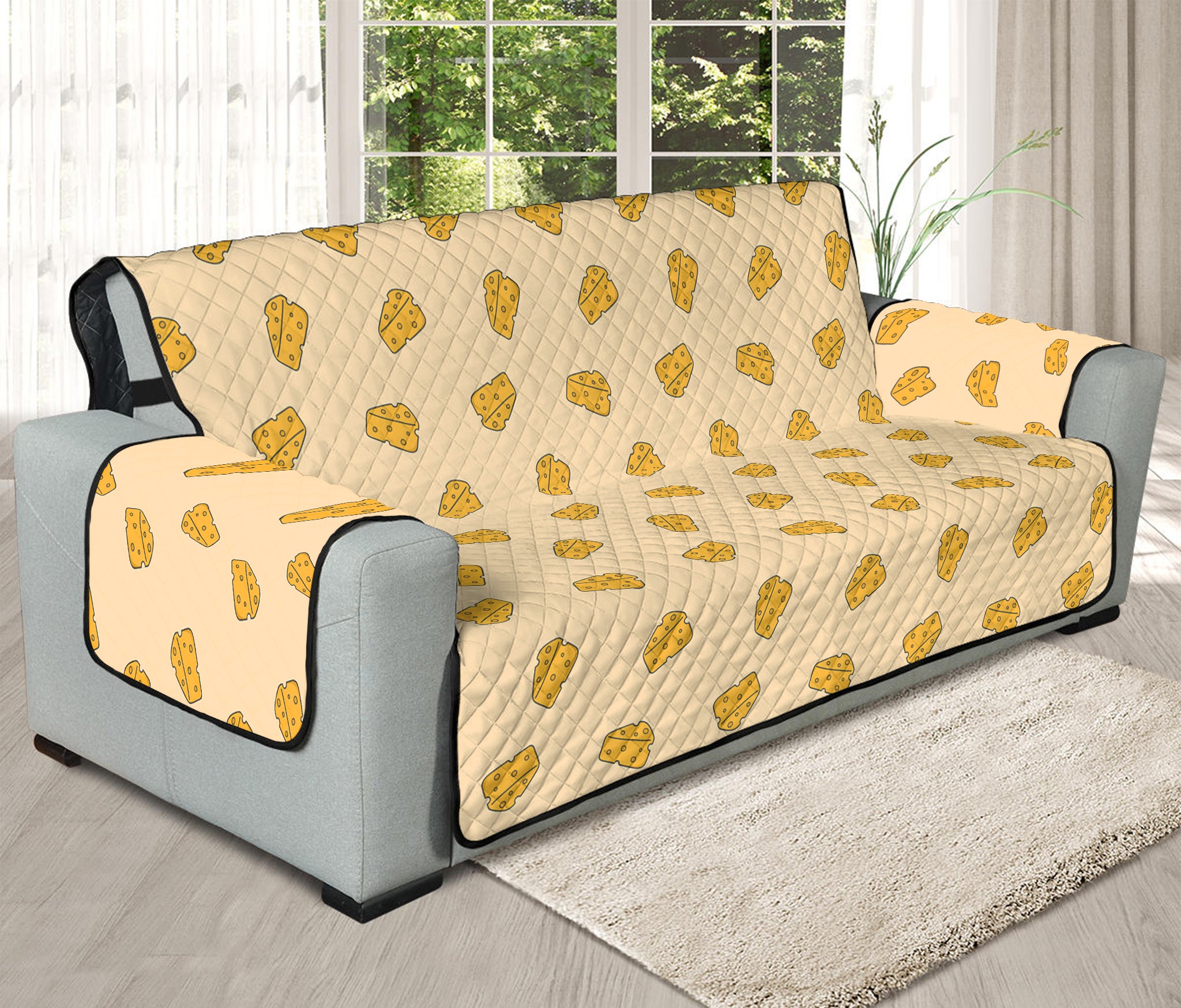 Cartoon Cheese Pattern Print Oversized Sofa Protector