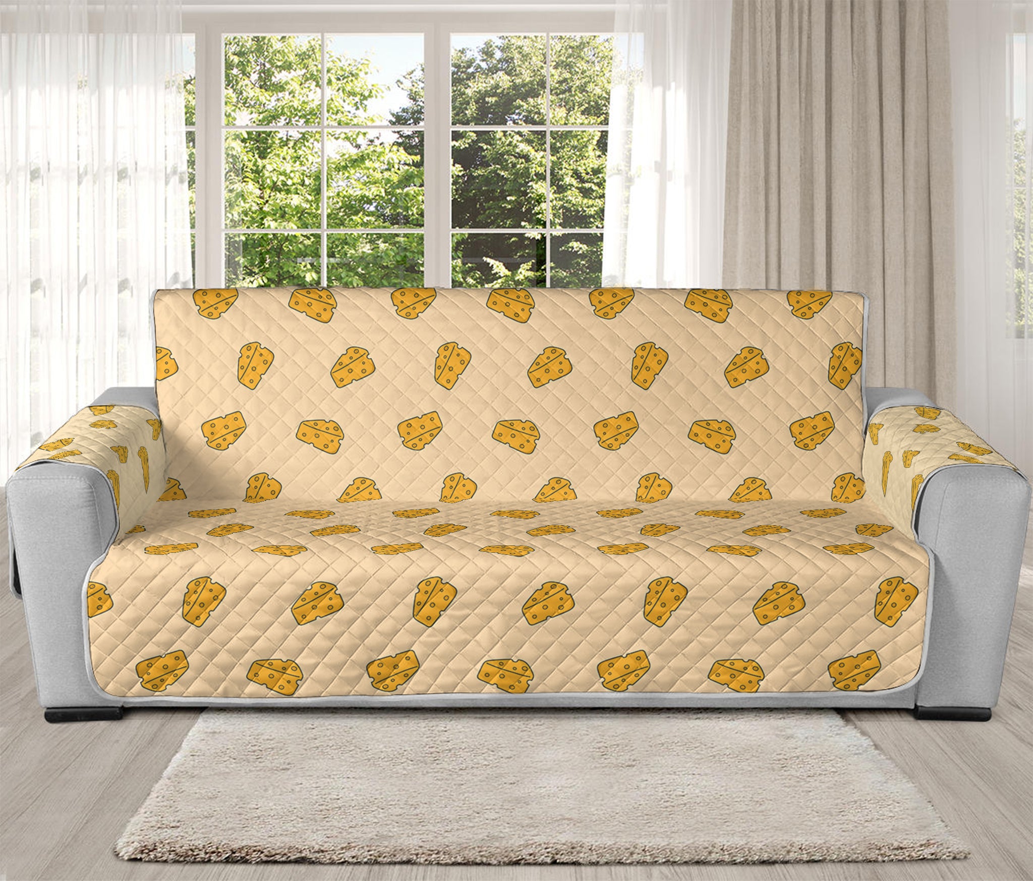 Cartoon Cheese Pattern Print Oversized Sofa Protector