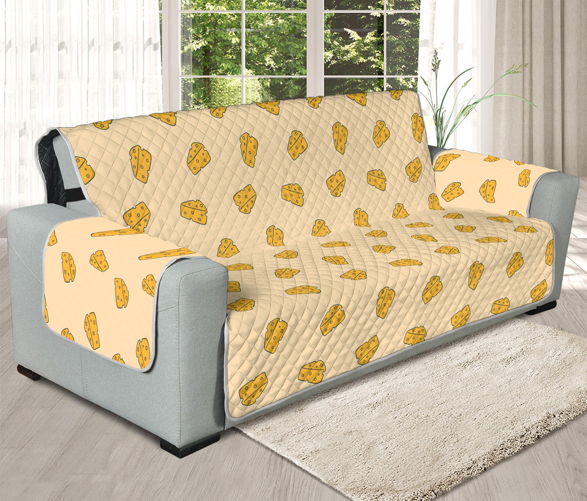 Cartoon Cheese Pattern Print Oversized Sofa Protector