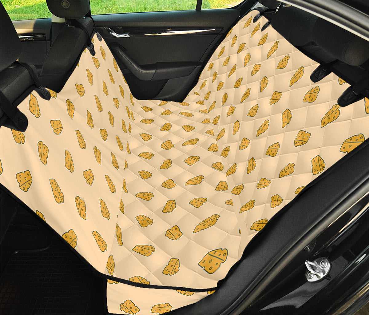 Cartoon Cheese Pattern Print Pet Car Back Seat Cover