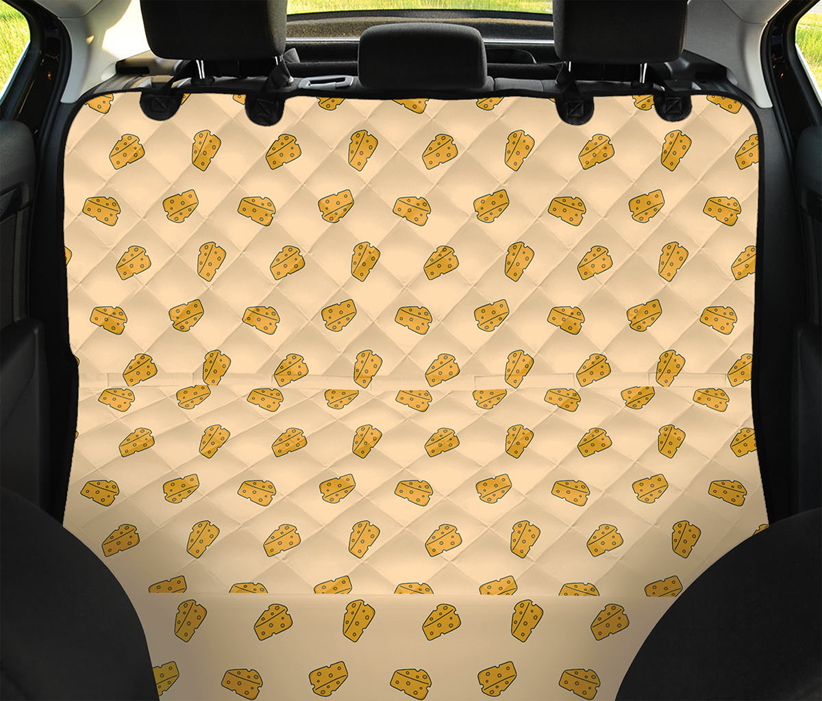 Cartoon Cheese Pattern Print Pet Car Back Seat Cover