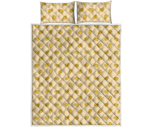 Cartoon Cheese Pattern Print Quilt Bed Set