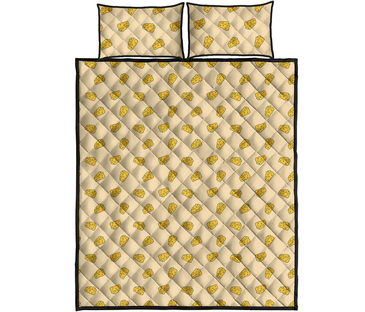 Cartoon Cheese Pattern Print Quilt Bed Set