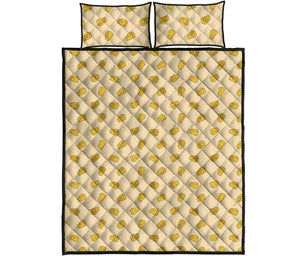 Cartoon Cheese Pattern Print Quilt Bed Set