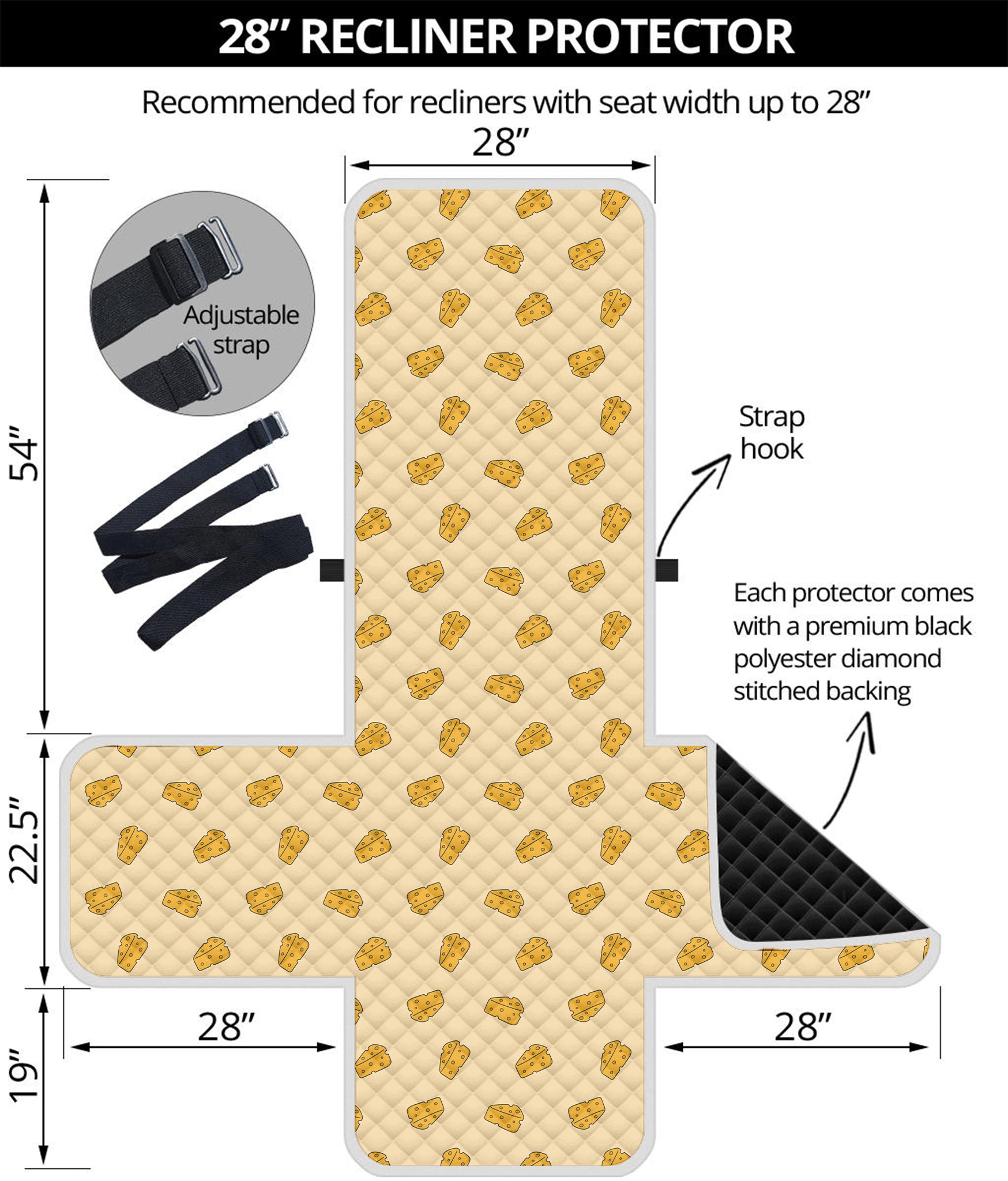 Cartoon Cheese Pattern Print Recliner Protector