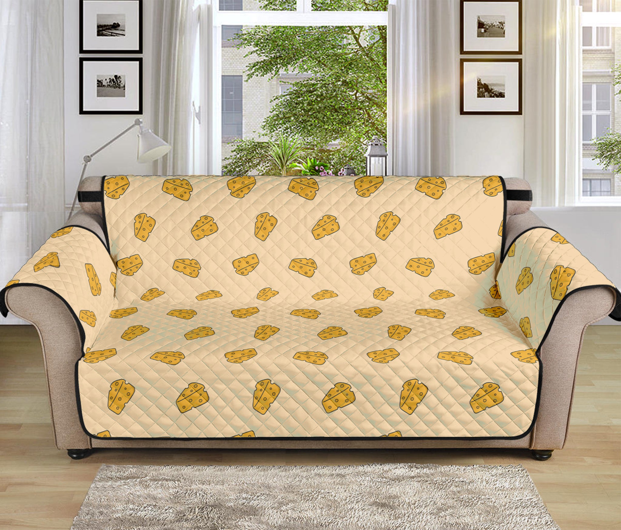 Cartoon Cheese Pattern Print Sofa Protector