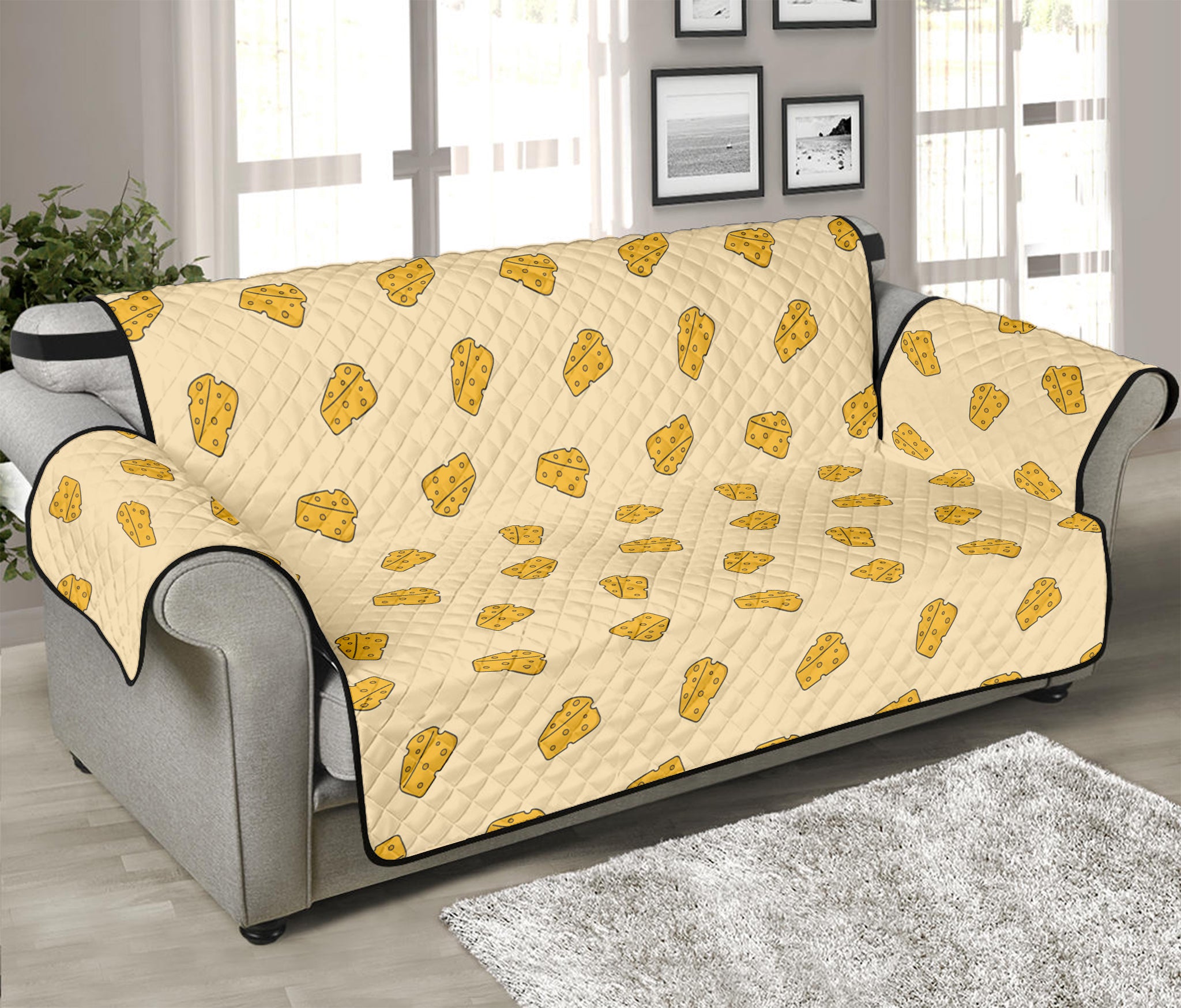 Cartoon Cheese Pattern Print Sofa Protector