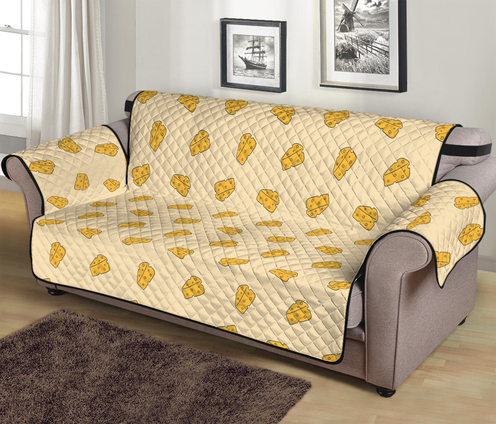 Cartoon Cheese Pattern Print Sofa Protector