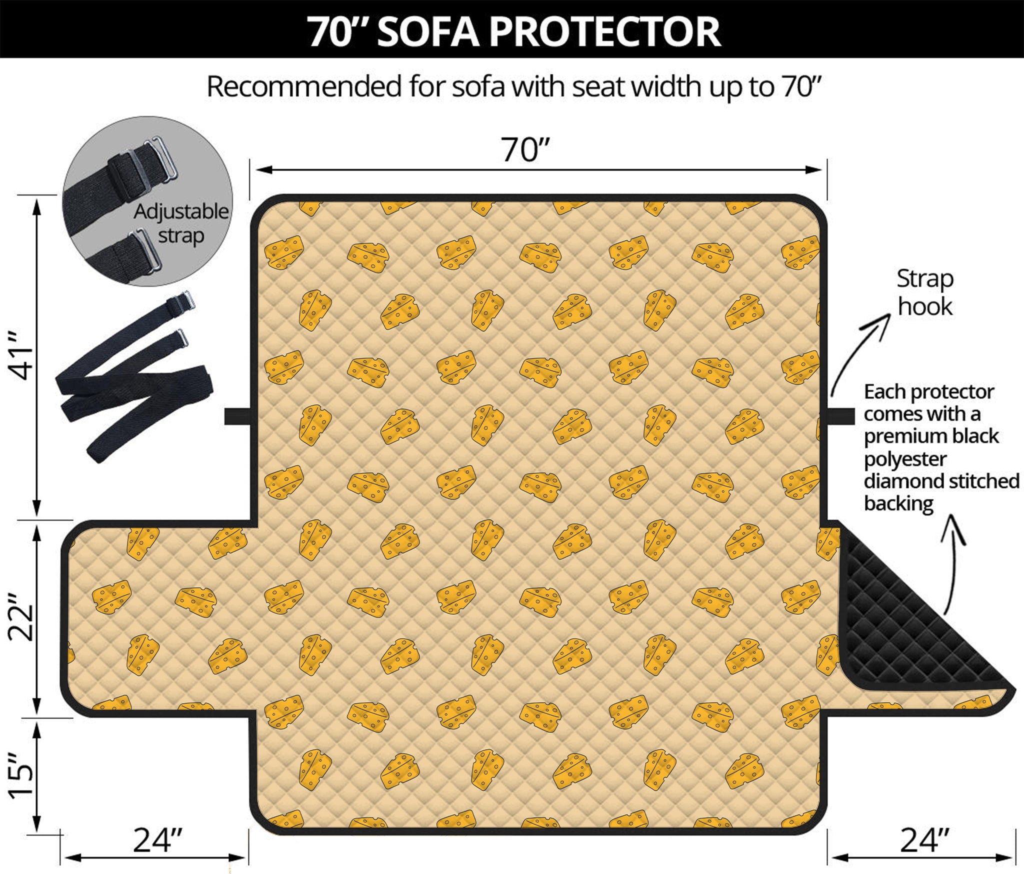 Cartoon Cheese Pattern Print Sofa Protector