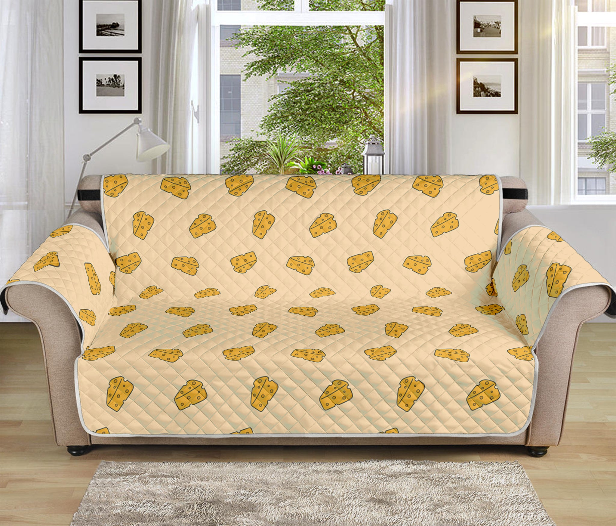 Cartoon Cheese Pattern Print Sofa Protector