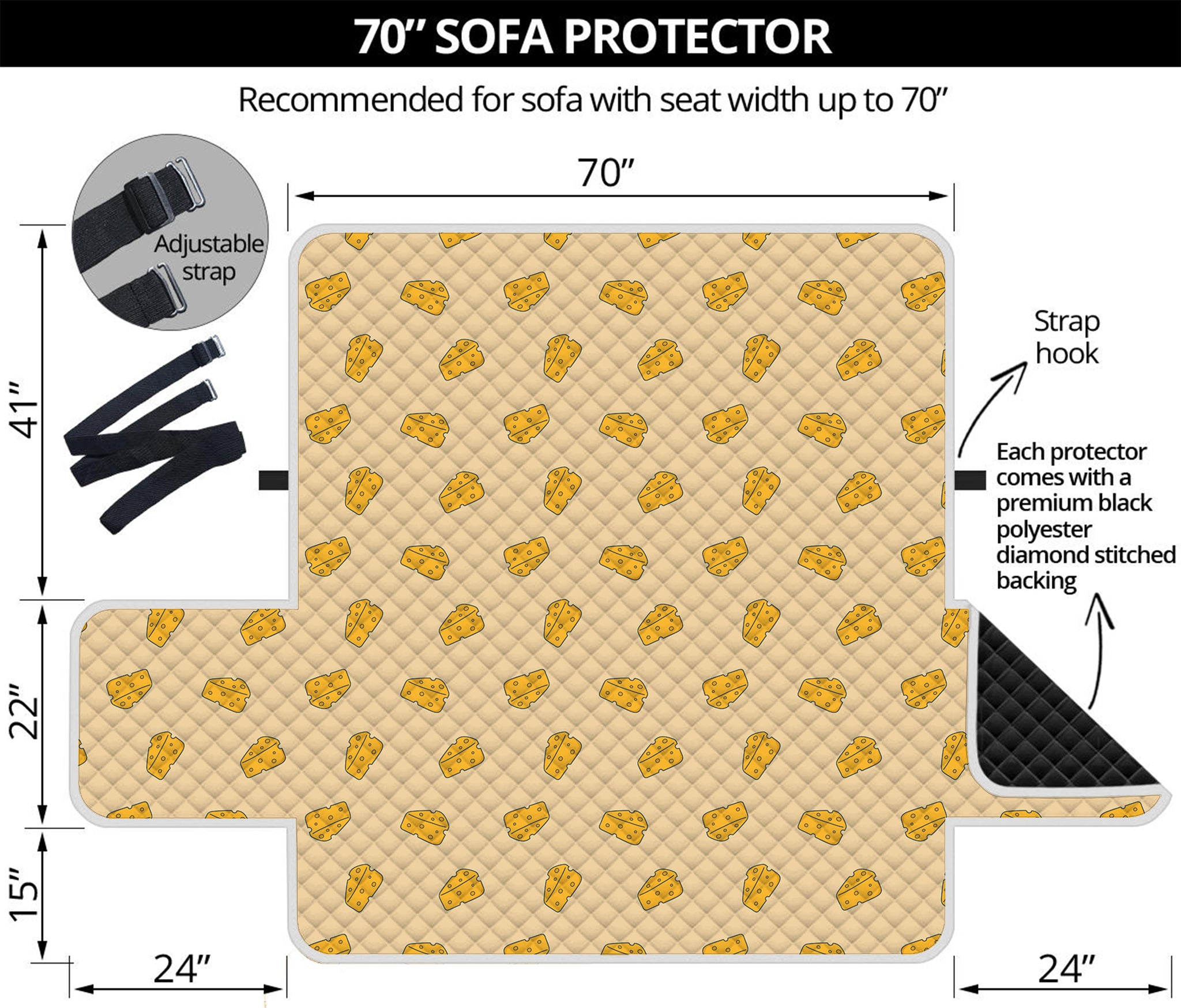 Cartoon Cheese Pattern Print Sofa Protector