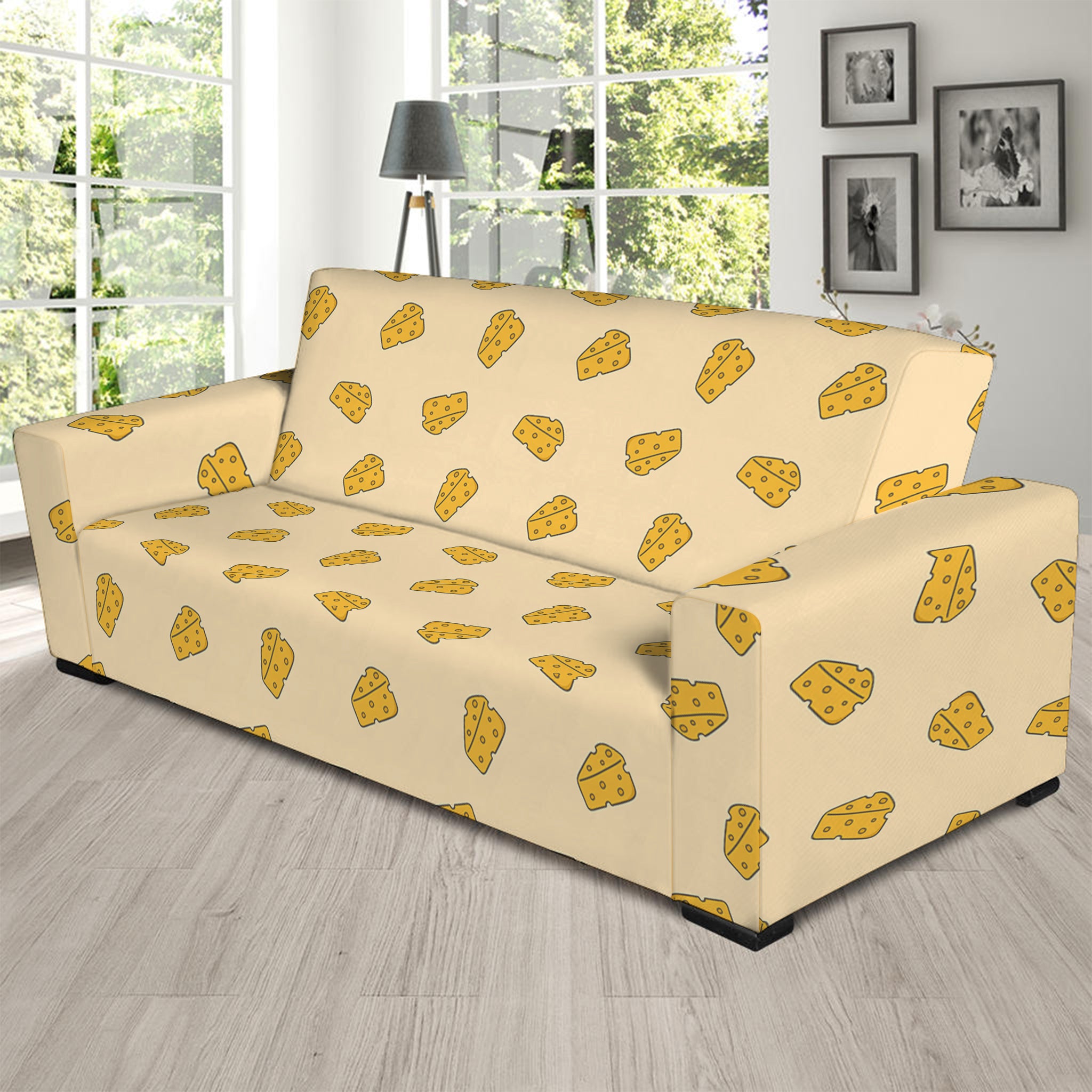 Cartoon Cheese Pattern Print Sofa Slipcover