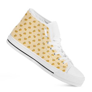 Cartoon Cheese Pattern Print White High Top Shoes